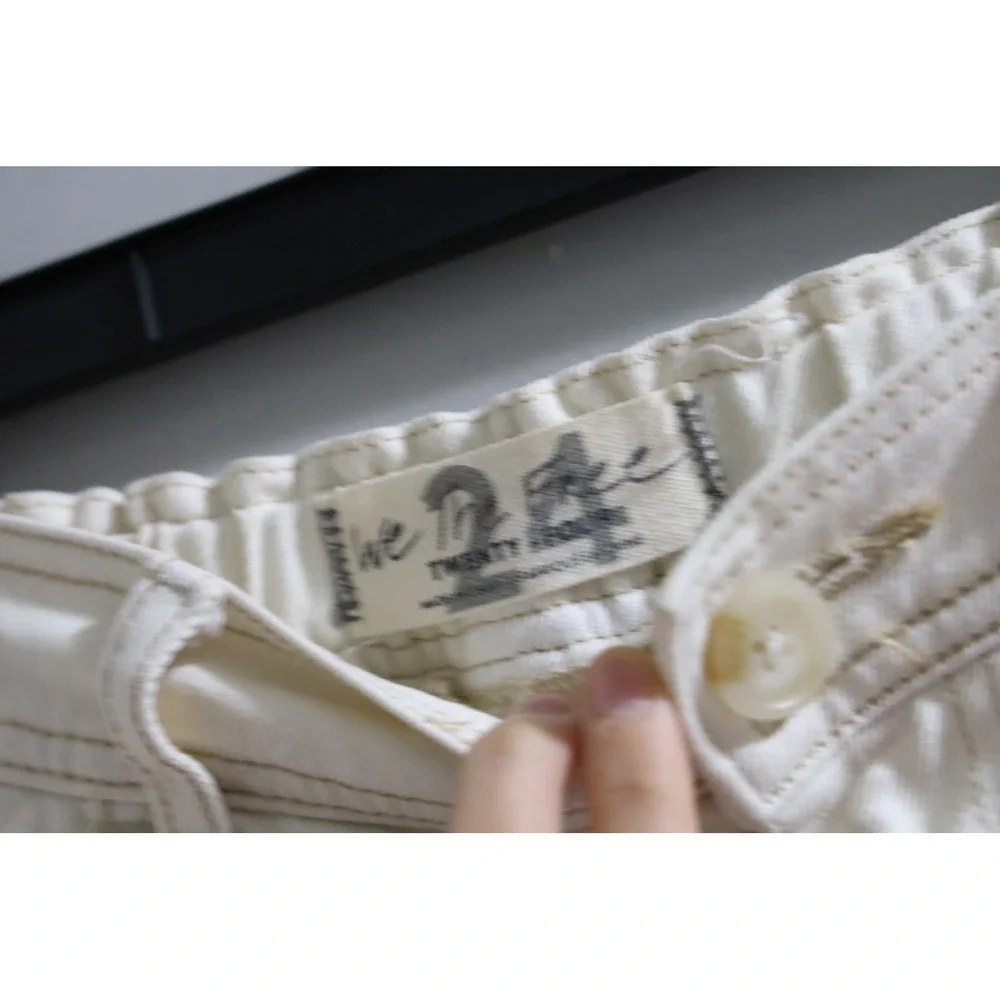 Free People We The Free Twenty Four Barrel Leg Pants Cream White‎ Denim Size 24